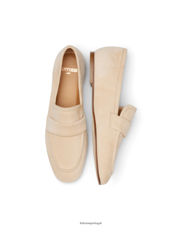 ponto Lottusse mulheres mocassins de camurça de cabra goya off white 86F22T410 calçados