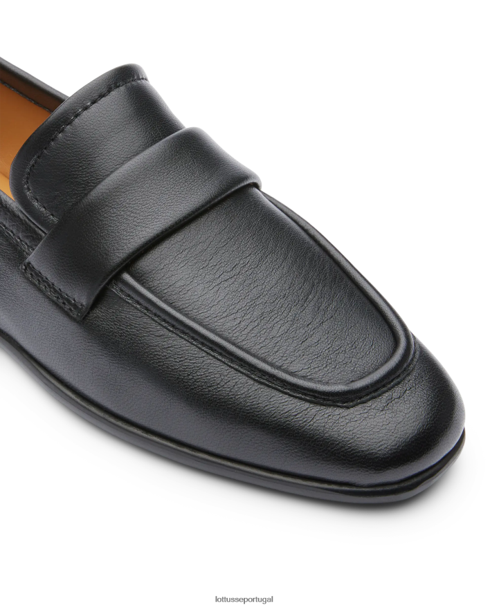 ponto Lottusse mulheres mocassins macios de cordeiro goya preto 86F22T409 calçados