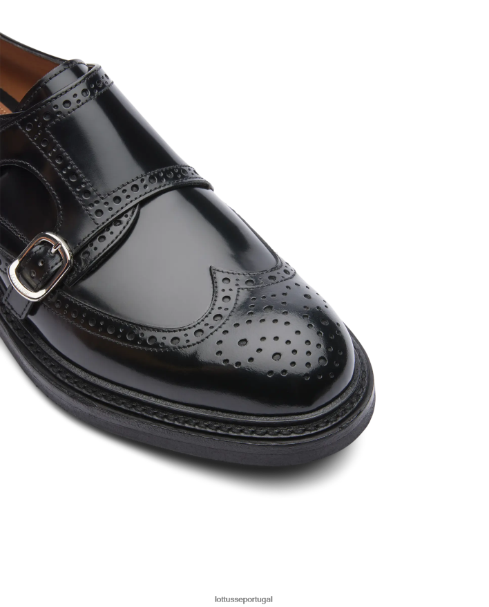 ponto Lottusse mulheres Walton polido fichário bezerro monges preto 86F22T200 calçados