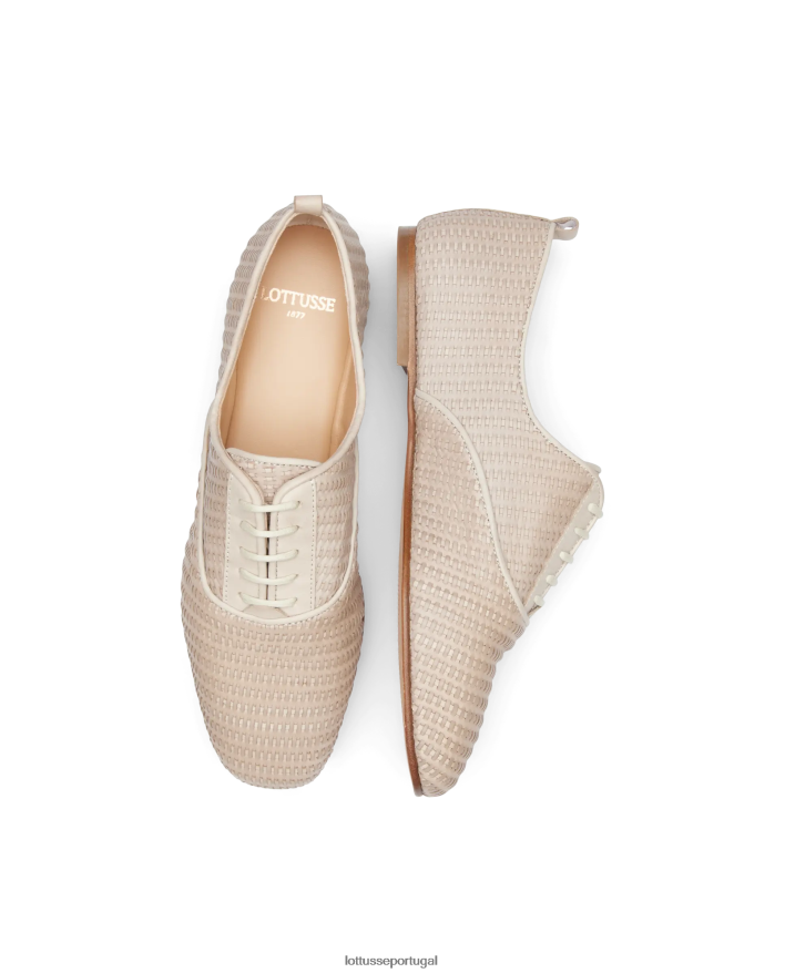 ponto Lottusse mulheres goya couro de bezerro malha oxford off white 86F22T270 calçados