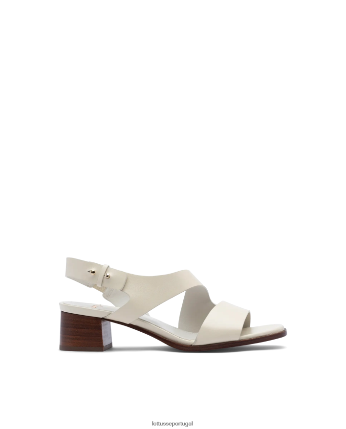 ponto Lottusse mulheres sandálias de bezerro de grão liso nylo off white 86F22T257 calçados
