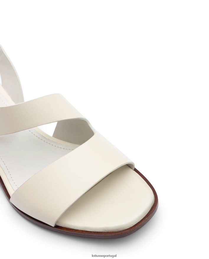 ponto Lottusse mulheres sandálias de bezerro de grão liso nylo off white 86F22T257 calçados