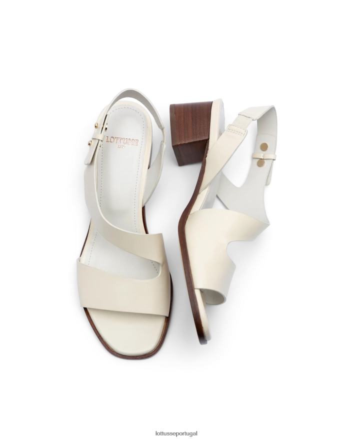 ponto Lottusse mulheres sandálias de bezerro de grão liso nylo off white 86F22T257 calçados