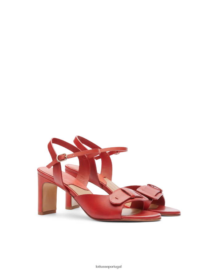 ponto Lottusse mulheres sandálias de bezerro smithson crust anilina vermelho 86F22T220 calçados
