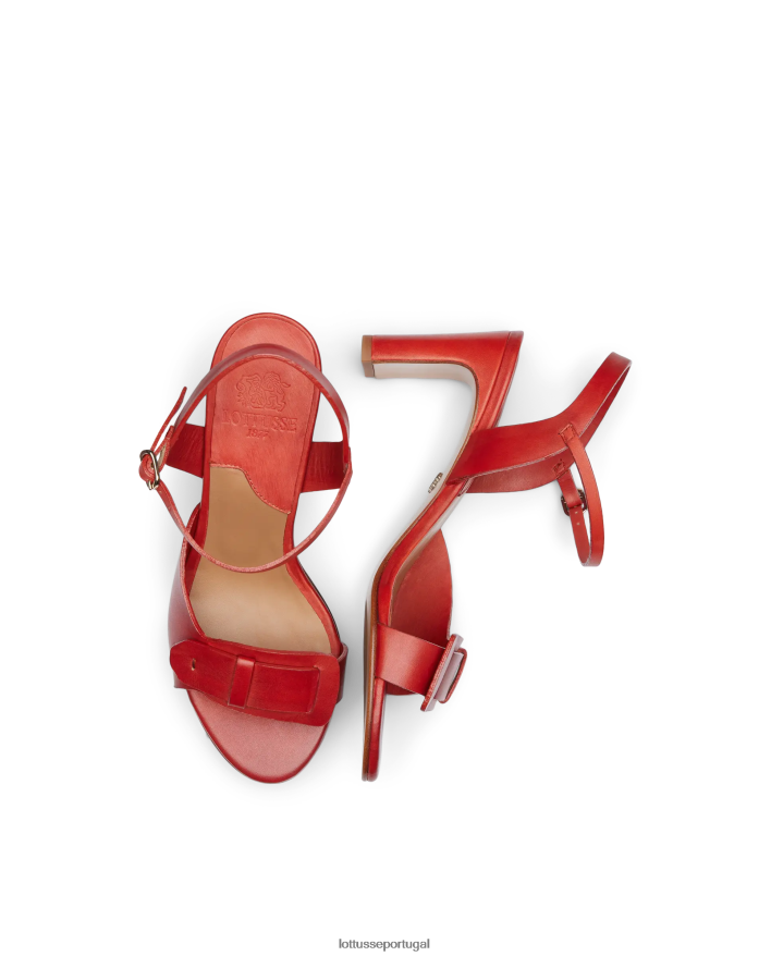 ponto Lottusse mulheres sandálias de bezerro smithson crust anilina vermelho 86F22T220 calçados
