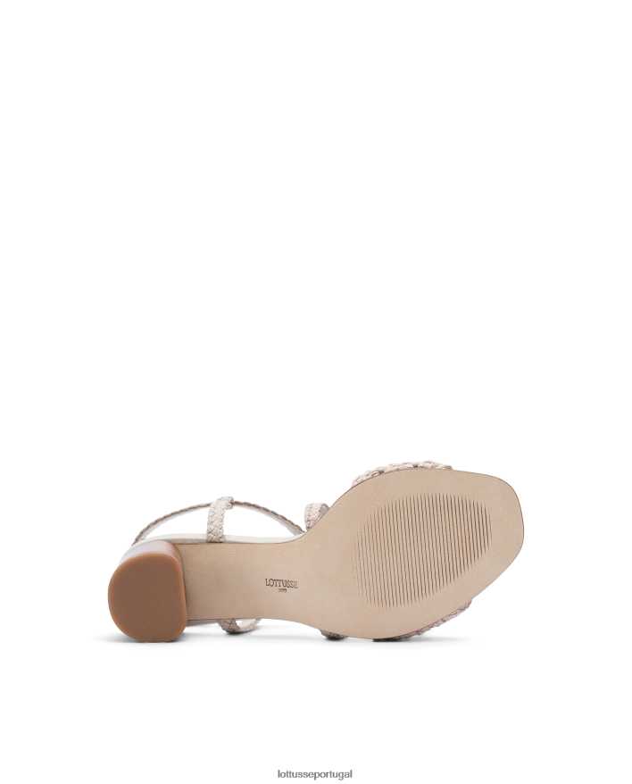 ponto Lottusse mulheres sandálias de couro de malha de cordeiro de verão off white 86F22T316 calçados