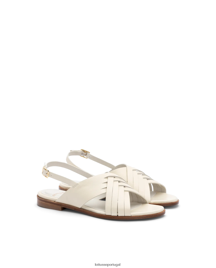ponto Lottusse mulheres sandálias macias de cordeiro nylo off white 86F22T256 calçados