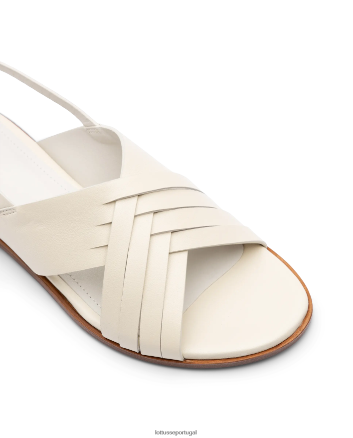 ponto Lottusse mulheres sandálias macias de cordeiro nylo off white 86F22T256 calçados
