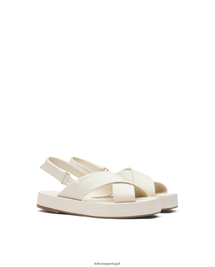 ponto Lottusse mulheres sandalias macias de cordeiro steffy off white 86F22T261 calçados