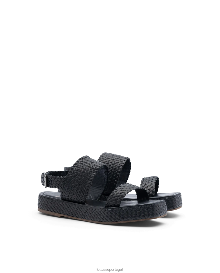 ponto Lottusse mulheres sandalias macias de cordeiro steffy preto 86F22T259 calçados