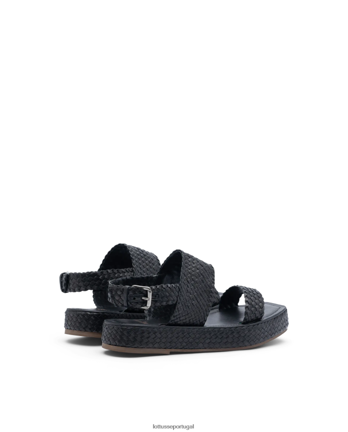 ponto Lottusse mulheres sandalias macias de cordeiro steffy preto 86F22T259 calçados