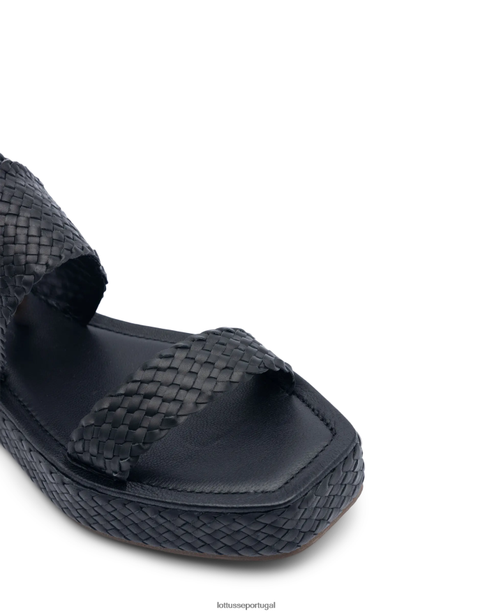 ponto Lottusse mulheres sandalias macias de cordeiro steffy preto 86F22T259 calçados