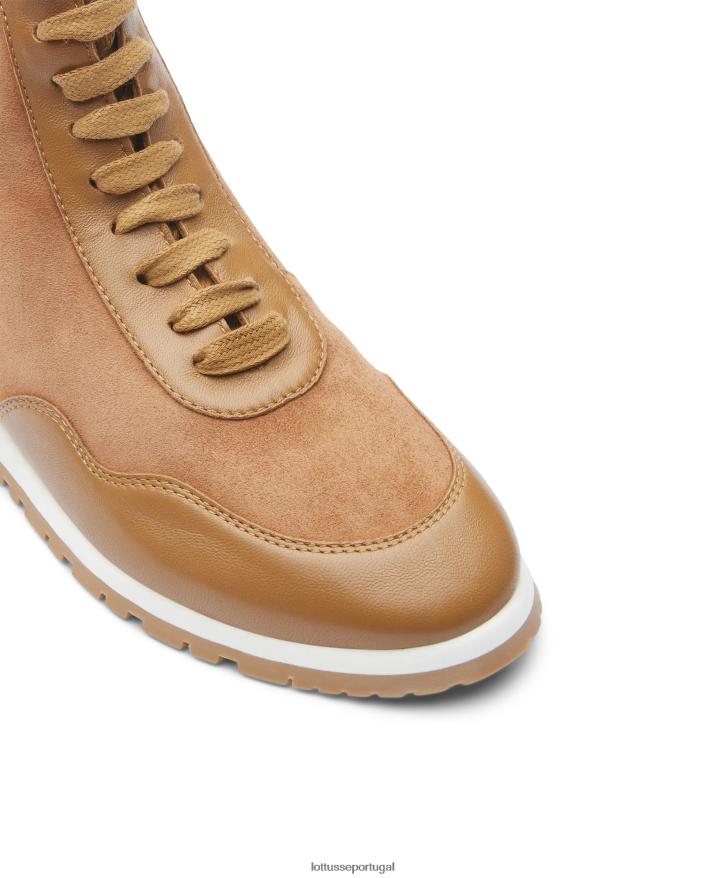 ponto Lottusse mulheres mancor tênis macio de cordeiro marrom 86F22T412 calçados
