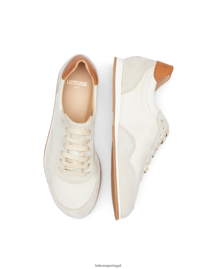 ponto Lottusse mulheres tênis de camurça de cabra mancor off white 86F22T297 calçados