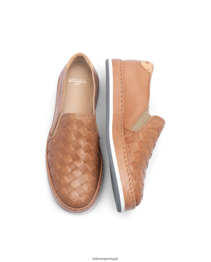 ponto Lottusse mulheres tênis de couro de malha de cordeiro libby natural 86F22T309 calçados