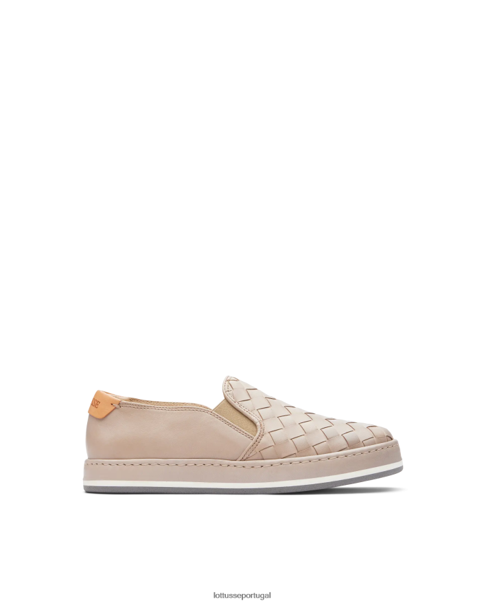 ponto Lottusse mulheres tênis de couro de malha de cordeiro libby off white 86F22T308 calçados