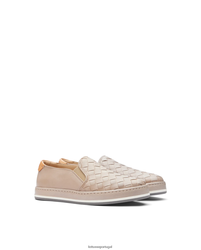 ponto Lottusse mulheres tênis de couro de malha de cordeiro libby off white 86F22T308 calçados