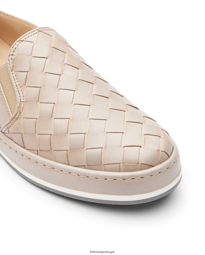 ponto Lottusse mulheres tênis de couro de malha de cordeiro libby off white 86F22T308 calçados