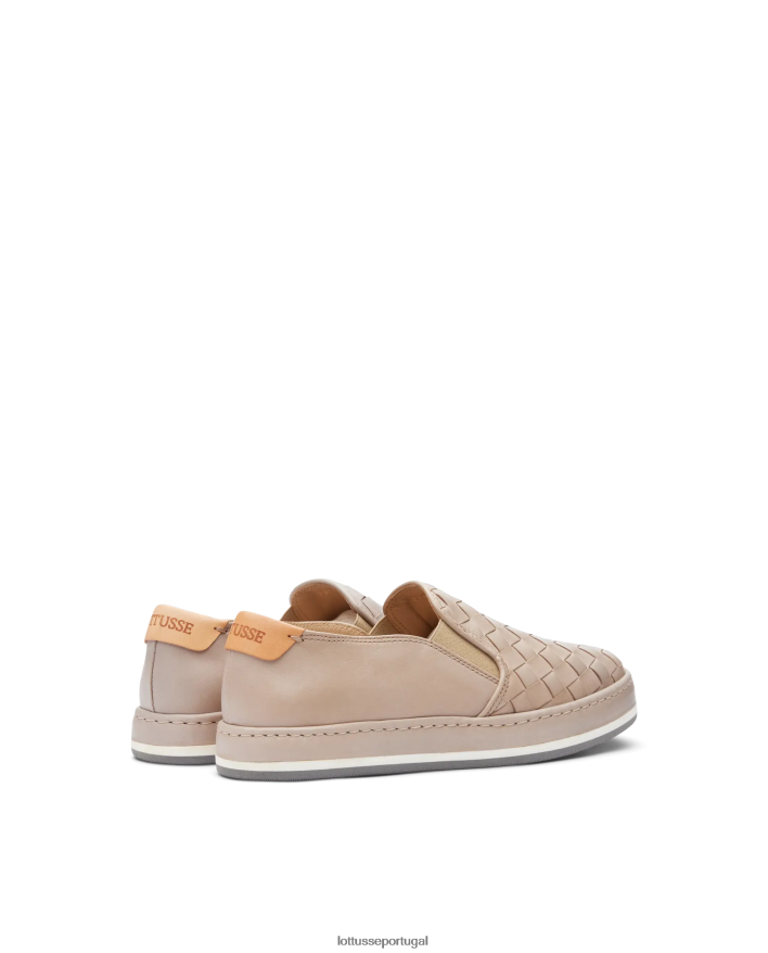 ponto Lottusse mulheres tênis de couro de malha de cordeiro libby off white 86F22T308 calçados