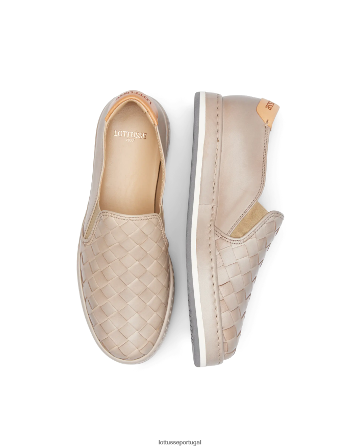 ponto Lottusse mulheres tênis de couro de malha de cordeiro libby off white 86F22T308 calçados