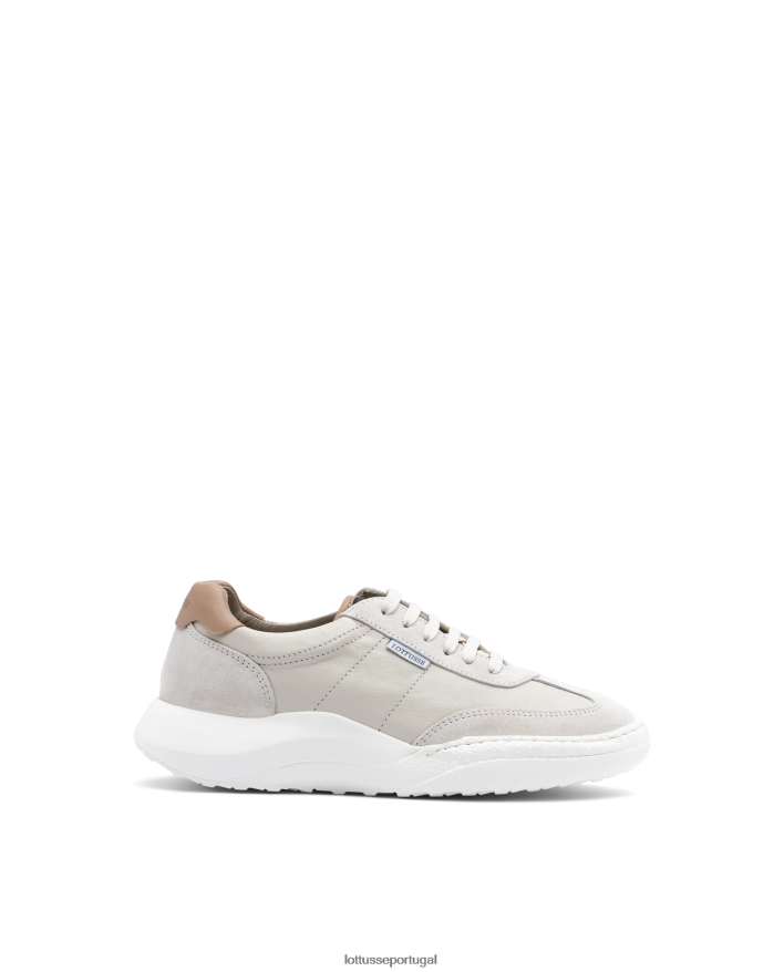 ponto Lottusse mulheres tênis trotter camurça bezerro branco 86F22T416 calçados