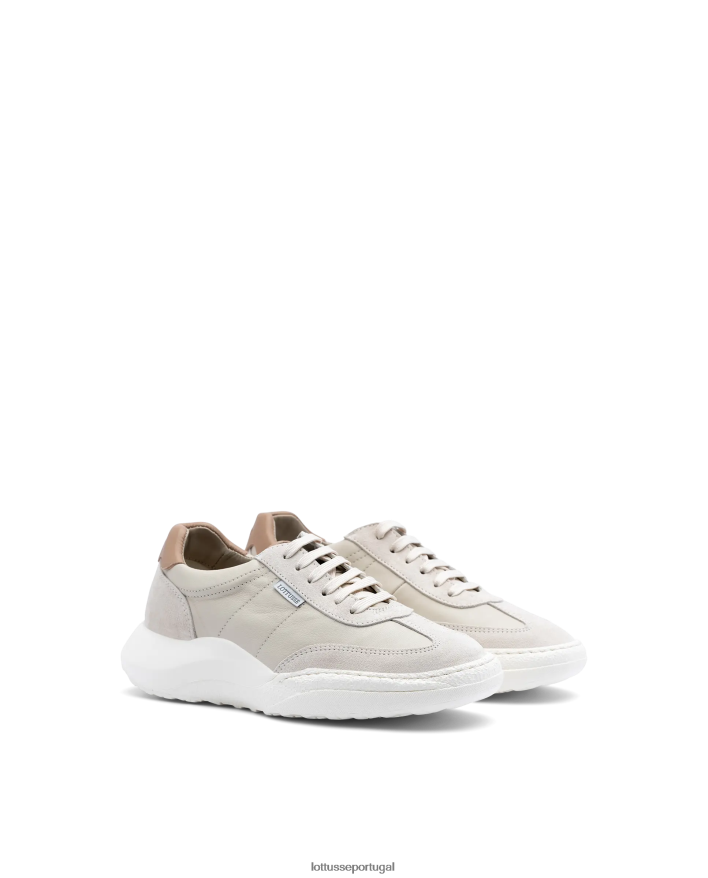 ponto Lottusse mulheres tênis trotter camurça bezerro branco 86F22T416 calçados