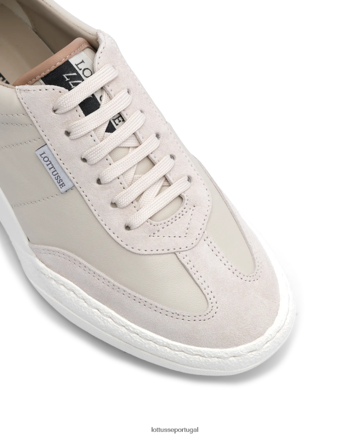 ponto Lottusse mulheres tênis trotter camurça bezerro branco 86F22T416 calçados
