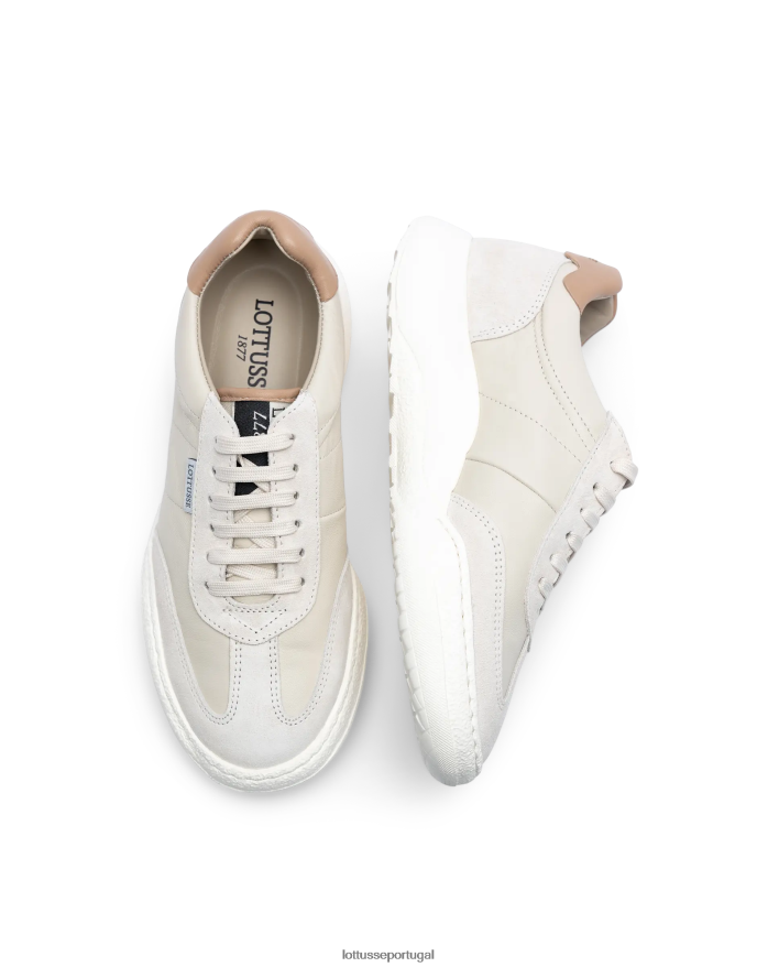 ponto Lottusse mulheres tênis trotter camurça bezerro branco 86F22T416 calçados
