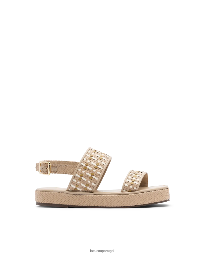 ponto Lottusse mulheres sandálias de cabra trançadas especiais off white 86F22T321 calçados