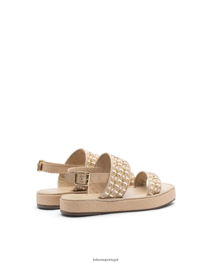ponto Lottusse mulheres sandálias de cabra trançadas especiais off white 86F22T321 calçados