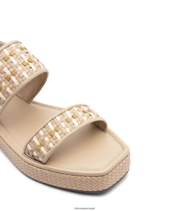 ponto Lottusse mulheres sandálias de cabra trançadas especiais off white 86F22T321 calçados